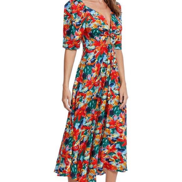 ELLIATT Lexi Midi Dress in Linen.  SZ L - Picture 2 of 7